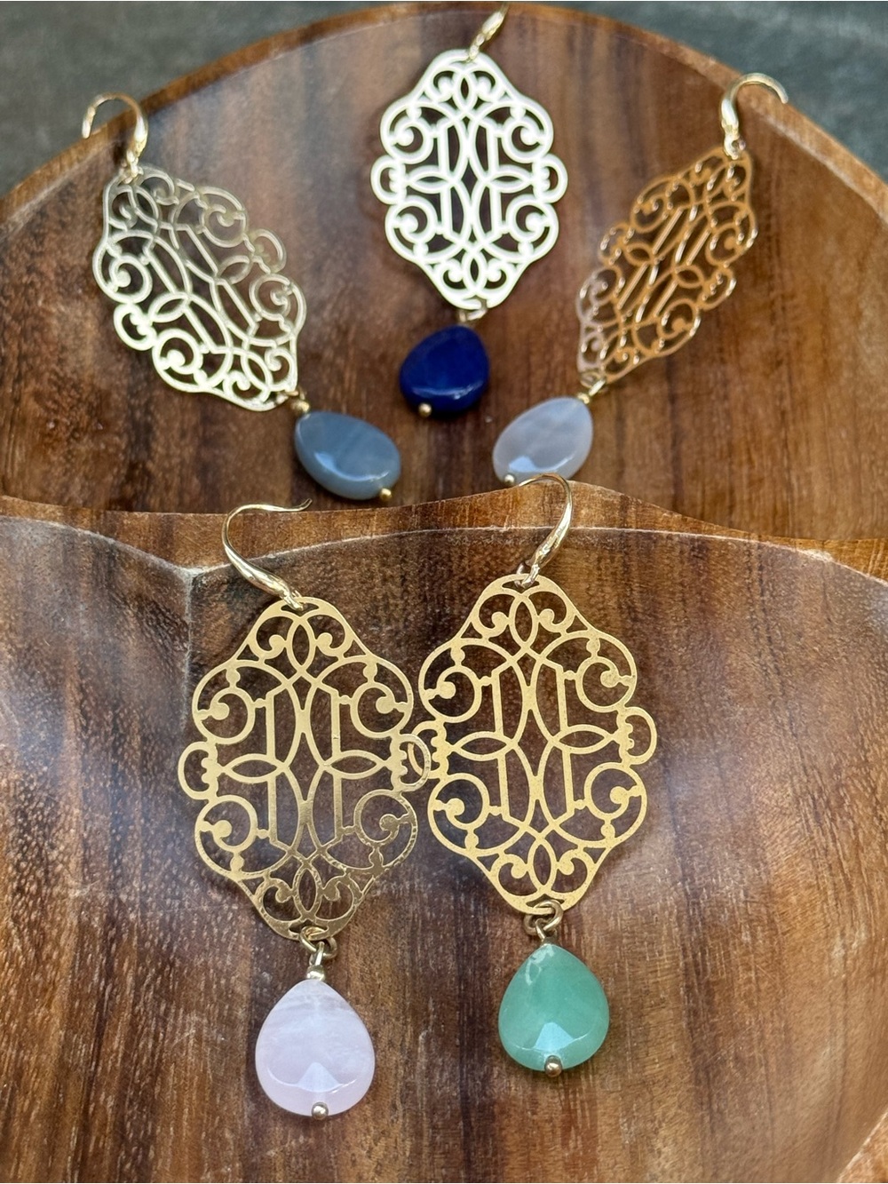 Jewelry | Gold Filigree Teardrop Statement Earrings With Multicolor Gem ...